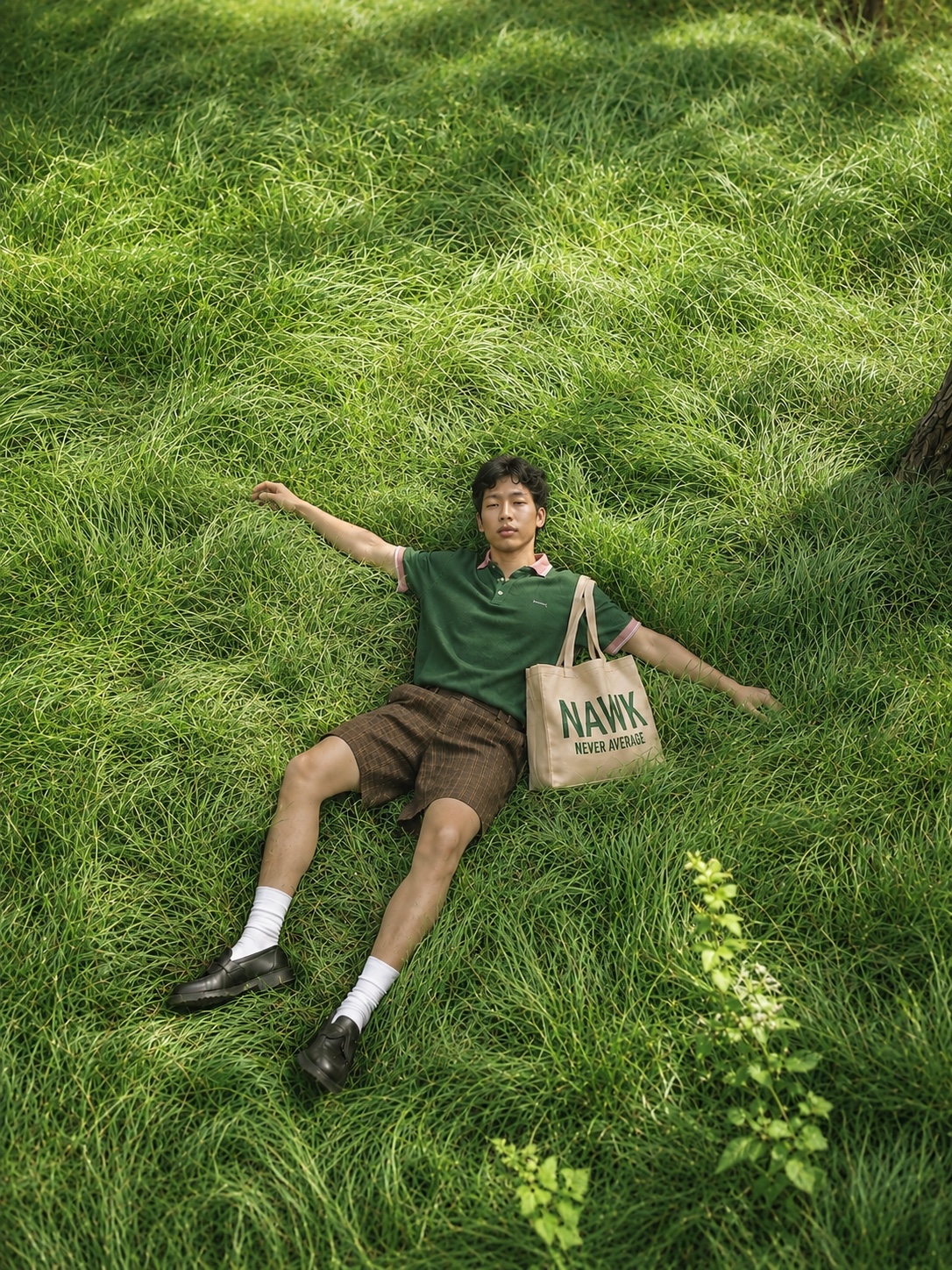 NAWK Green Chapter look resting in a field