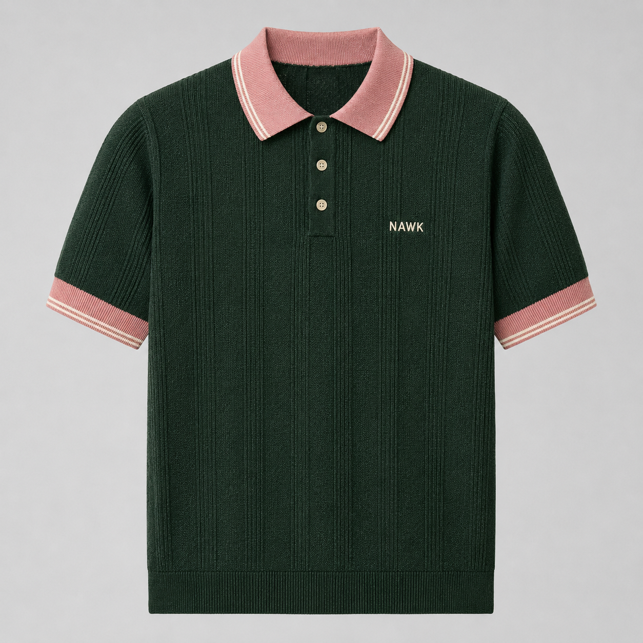 Forest green knit polo front