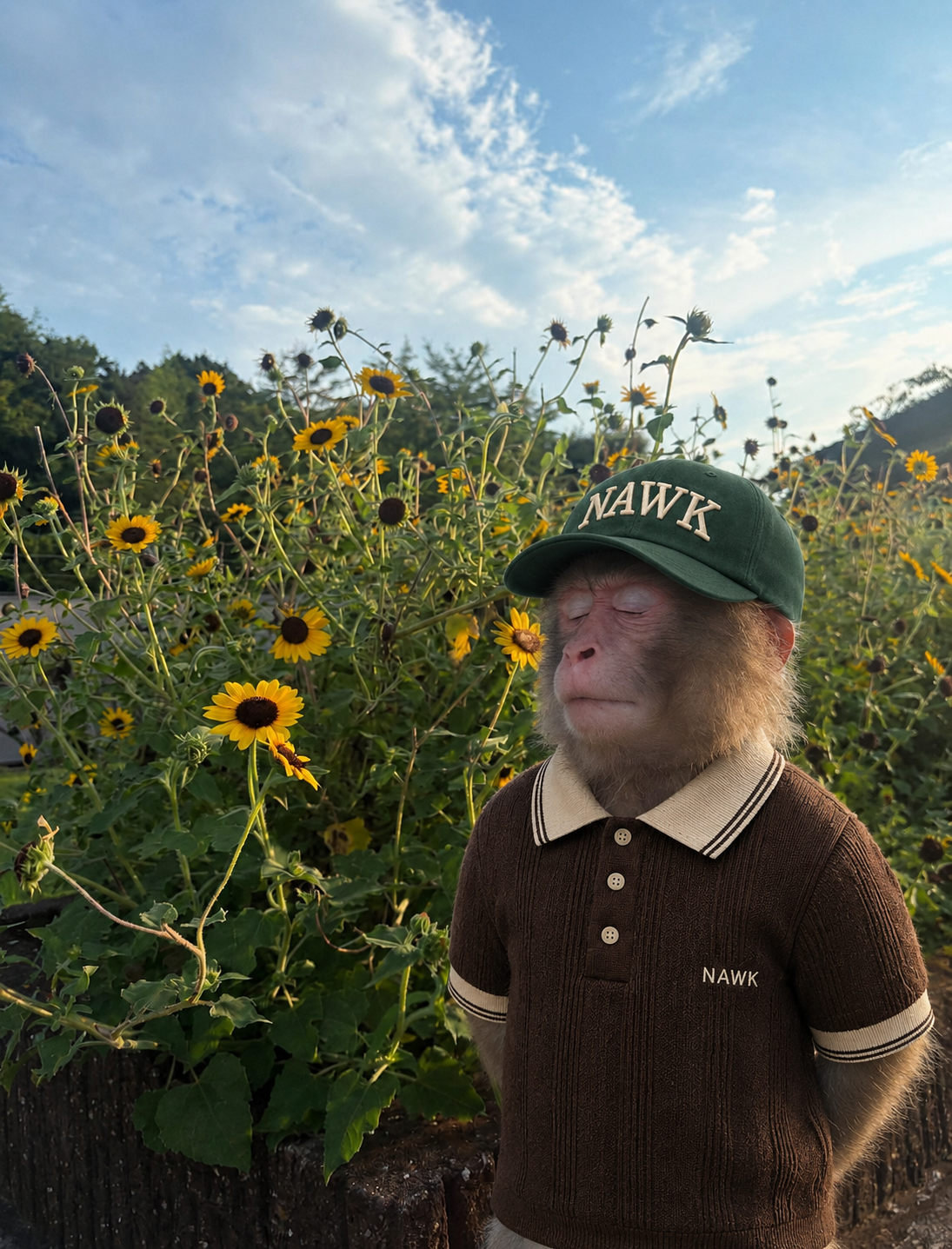 The Forest Chapter campaign featuring a monkey in a NAWK cap and polo